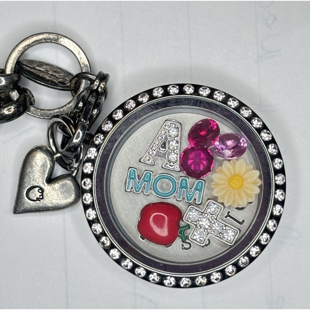 Origami Owl Mom Apple Cross Floating Charm Necklace